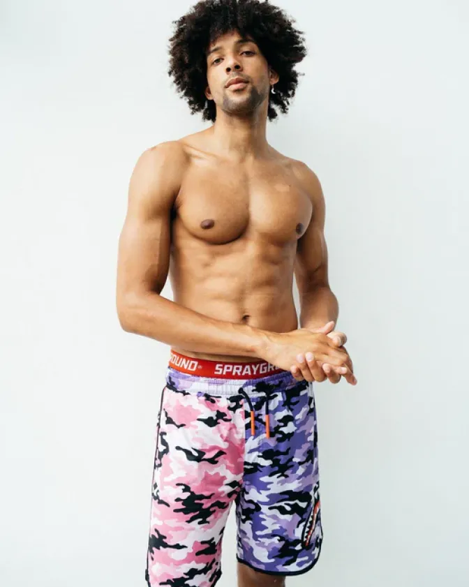 SPLIT CAMO CORTO SWIM TRUNKS