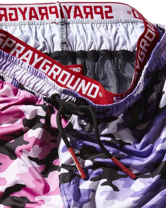 SPLIT CAMO CORTO SWIM TRUNKS